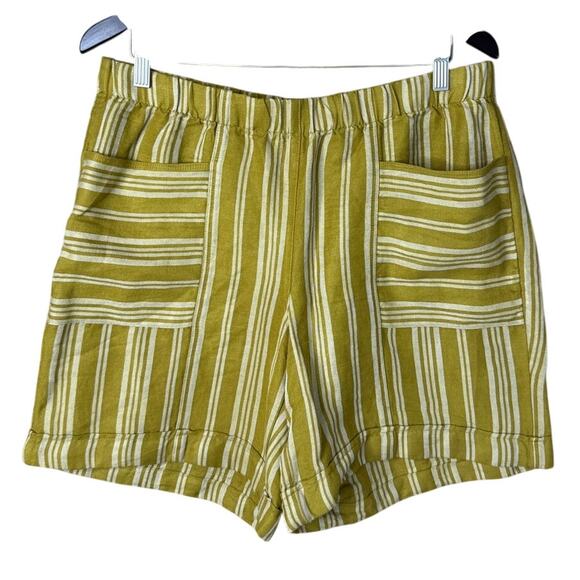 NEW J. Jill Linen Rayon Blend Gold Cream Striped Cuffed Shorts Size Medium - Picture 1 of 8